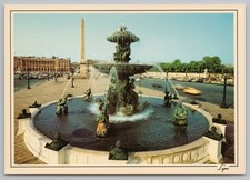Paris Place de la Concorde Fountain & Obelisk Vintage Postcard France