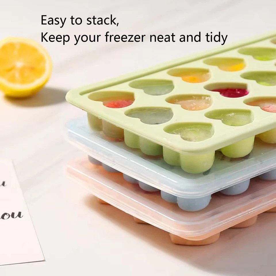 Сердце в форме льда куб лотки - силиконовый сердце кубик льда лоток с крышкой, сердце Sha... - Изображение 3 из 4