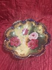Antique Large Nippon Porcelain Bowl Hand Painted Roses gold Unmarked