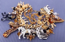 Vintage Lunch at the Ritz Zoo Safari Animals Charm Crystal Enamel Bracelet 6.5"