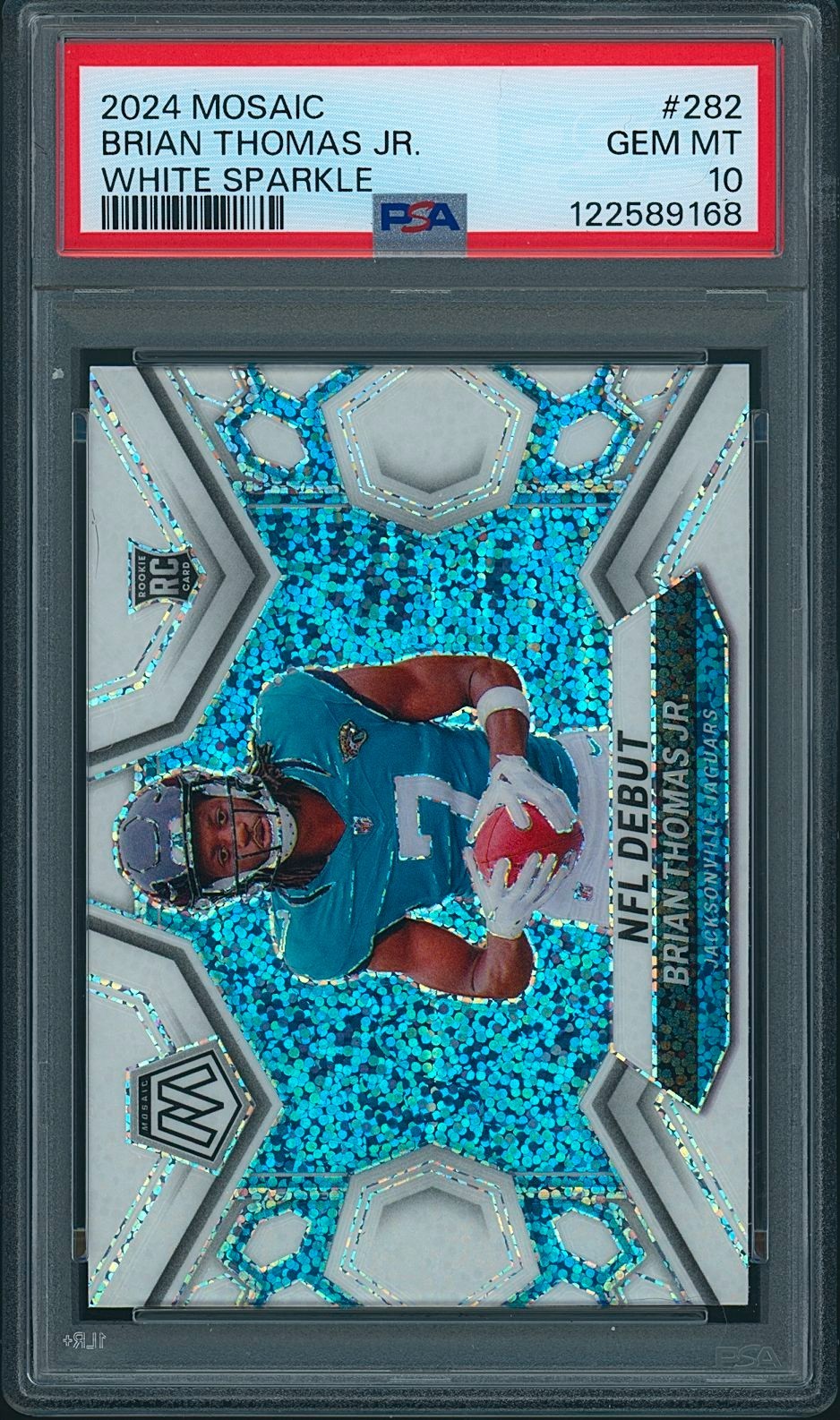 2024 Mosaic Brian Thomas Jr. #282 NFL Debut PSA 10 White Sparkle ROOKIE RC SSP