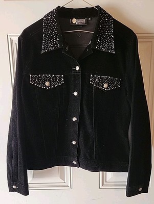 Christine Alexander Black Velvet & Silver Rhinestone Embellished