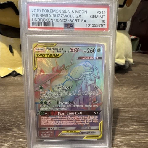Pokémon Pheromosa & Buzzwole GX Sm-Unbroken Bonds 215/214 TAG TEAM PSA 10