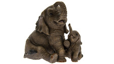 Elephant & Calf Statue by Leonardo Collection  Mother & baby African Elephant