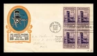 PRINTING 300TH ANNIVERSARY FDC SCOTT 857 BLOCK OF 4 TORKEL GUNDEL US COVER