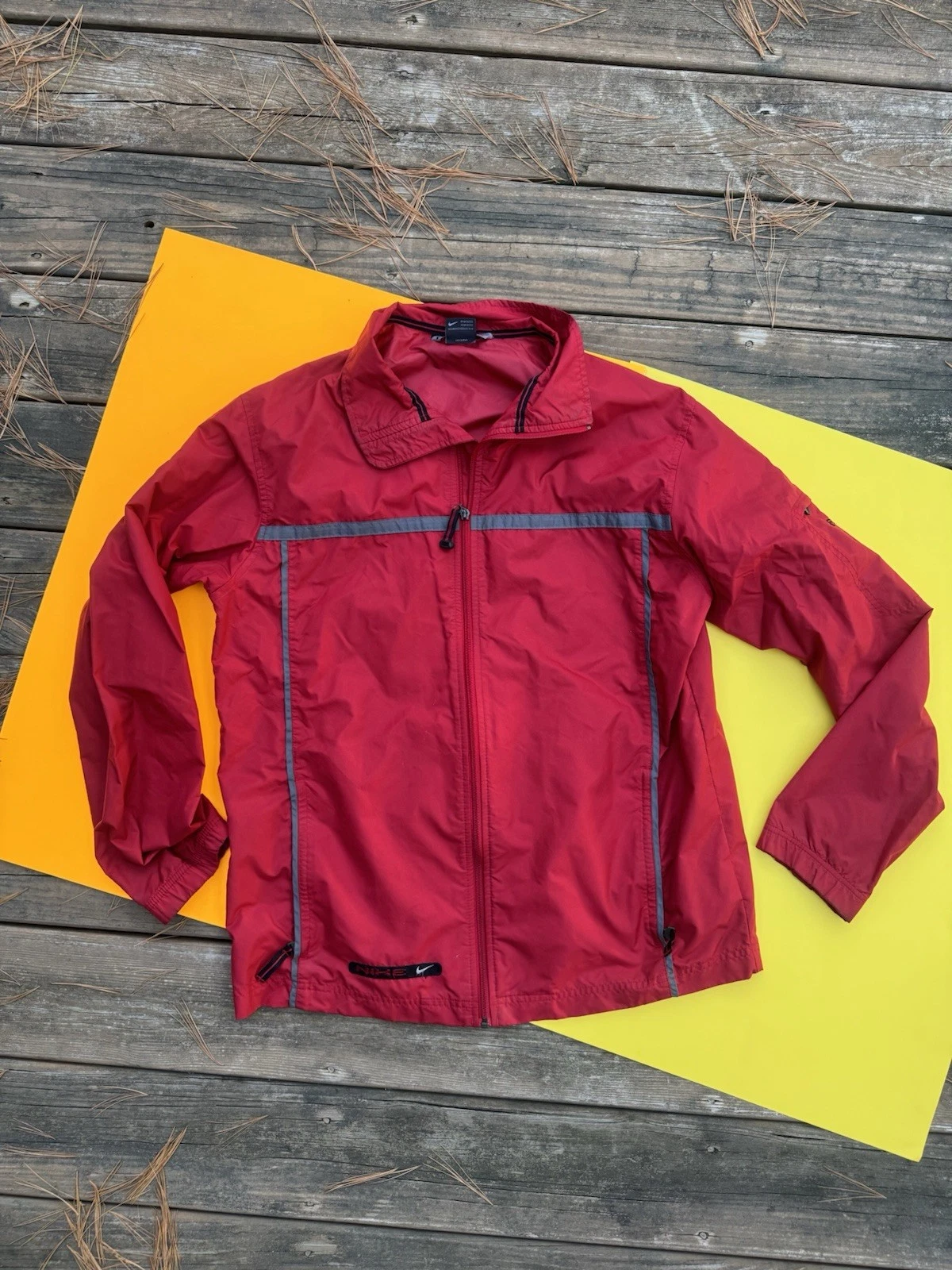 Vintage Y2K NIKE Windbreaker Jacket Full Zip Red Medium Light Material Swoosh