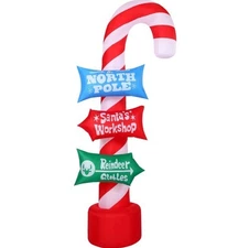 8' LED CANDY CANE SIGN -NORTH POLE, SANTA'S WORKSHOP - CHRISTMAS INFLATABLE -NEW