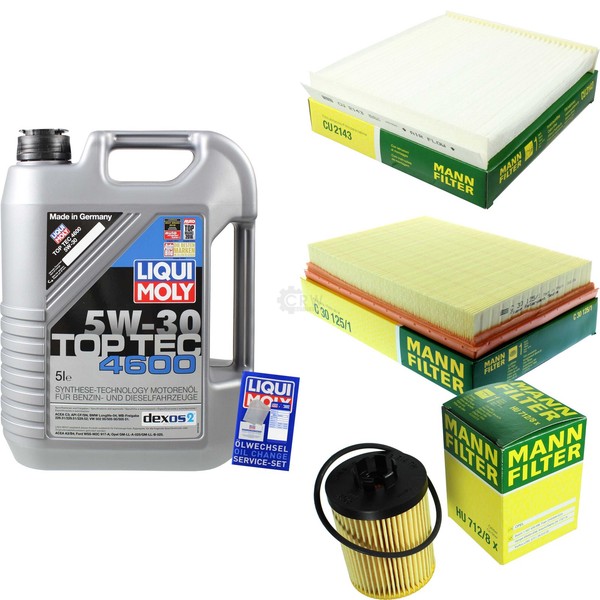 Mann Inspektionspaket 5L Liqui Moly Top Tec 4600 5W-30 FüR Opel Meriva-image