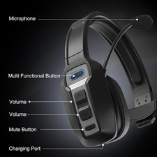 Bluetooth Headset Truck Drivers Single Ear Wireless Headphones Mic Noise Button