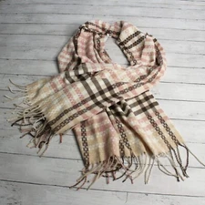 Nine West Women's Winter Scarf One Size Plaid Fringe Neutral Colors