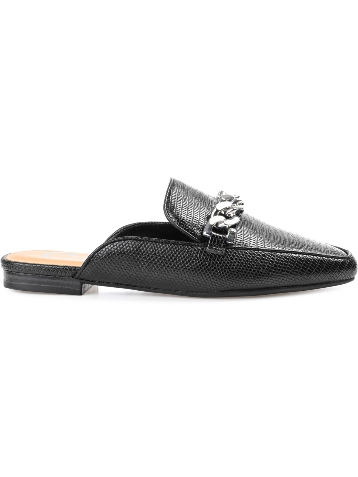 Женские шлепанцы-слипоны JOURNEE COLLECTION, черные, с цепочкой, Hazina, с квадратным носком, 6 М