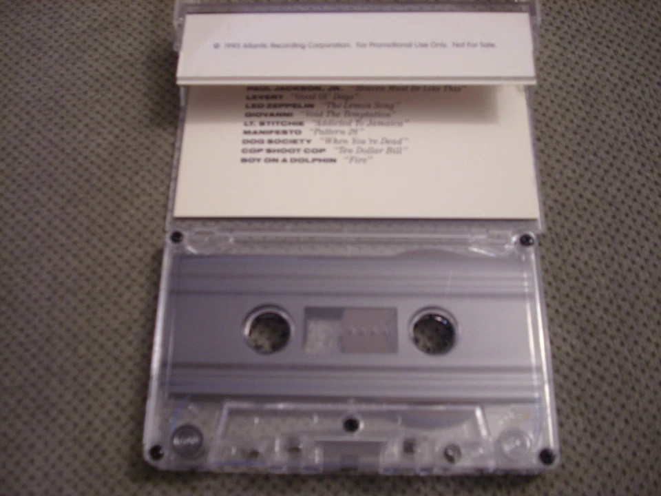 RARE PROMO Atlantic Group 3 CASSETTE TAPE Led Zeppelin OVERKILL Cop Shoot Cop 93 - Image 2 of 2