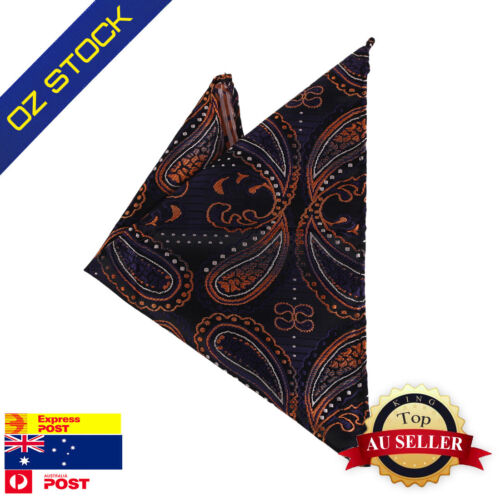 Dan Smith DEE7B09A Black Paisley Pocket Square Mens Evening Microfiber Hanky - Picture 1 of 4