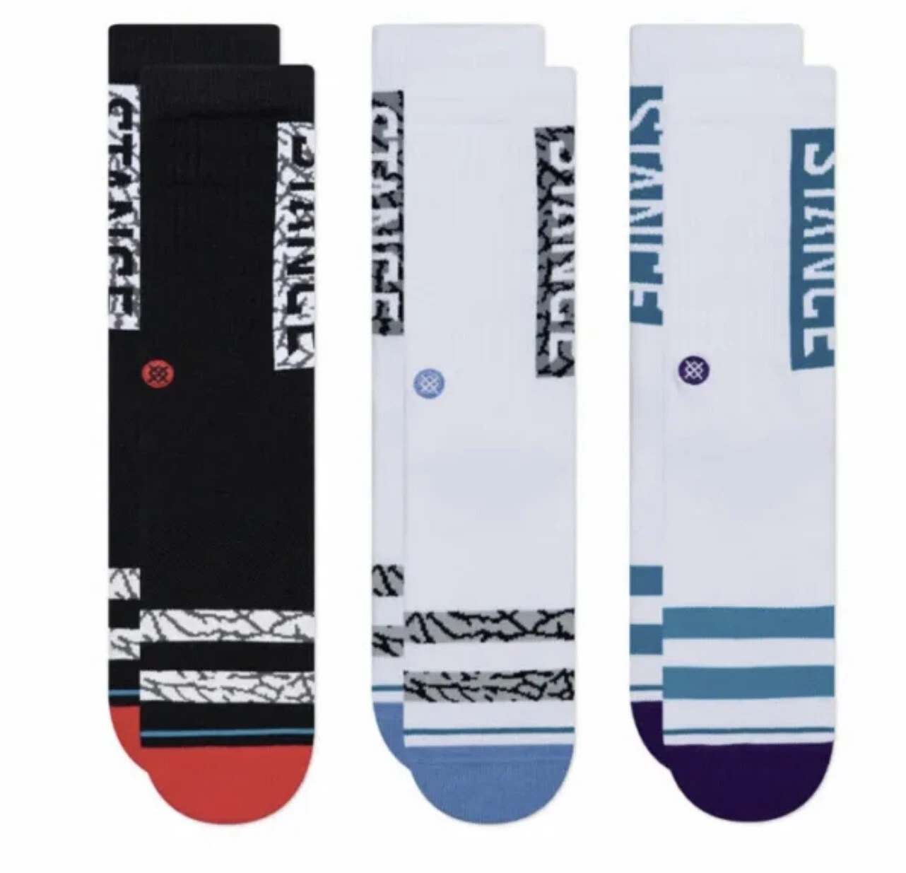 Stance The OG 3 Pack Unisex Casual Crew Socks Size S Mens (3-5.5) Womens (5-7.5)