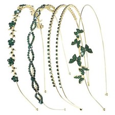 4 Pack Rhinestone Headband Dark Green Headband Gold band green rhinestones