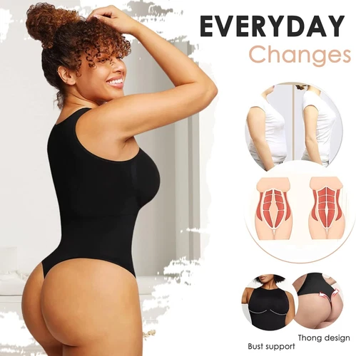 Bodysuit for Women Tummy Control Racerback Top Body Sculpting Shaper High Neck - Picture 8 of 16