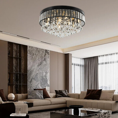 Modern Chandelier Crystal Ceiling Light Fixture Flush Mount LED