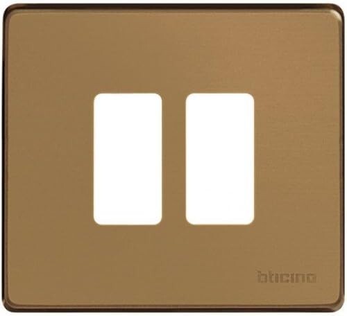 Bticino Legrand Placca Magic 2 Posti Bronzo 500/2/BR Nuova Originale 2 Moduli