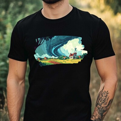 T-Shirt Herren Tornado Landschaft Motiv Baumwolle Größe XS bis 5XL