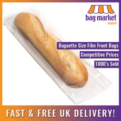 4" x 6" x 14" Film Front White Paper Bags! | Cellophane/Window/Baguette/Food