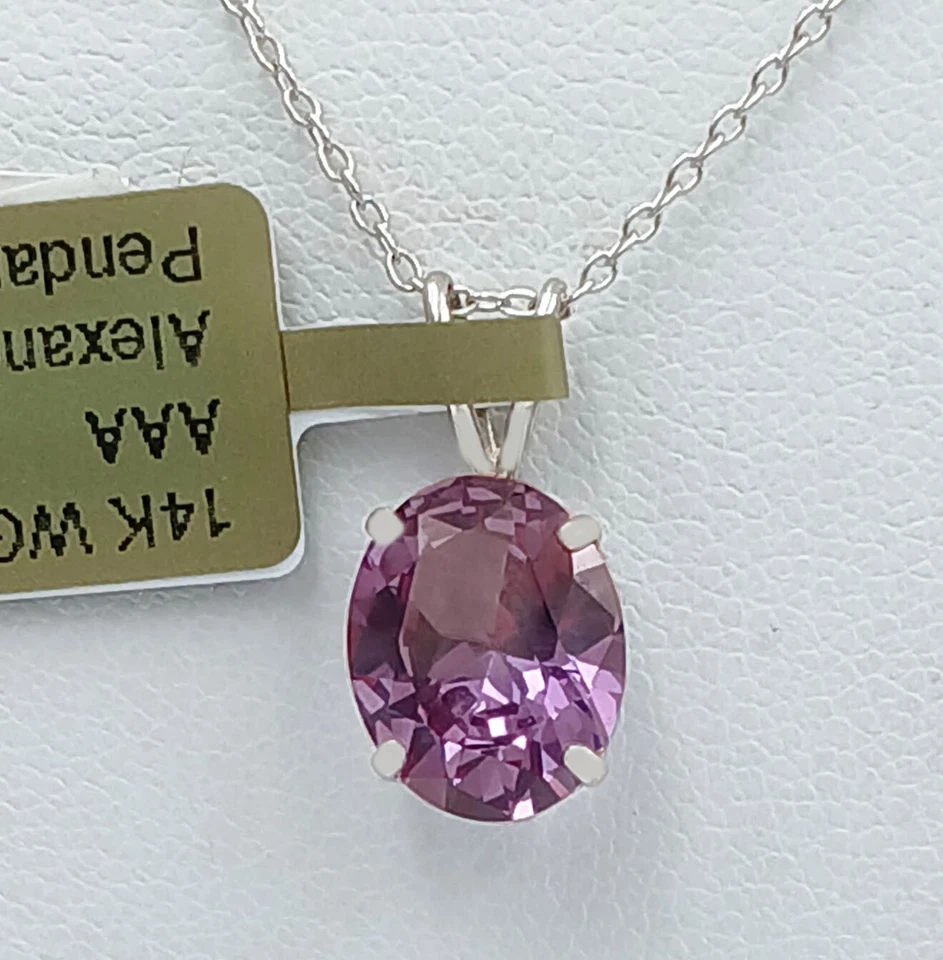 COLGANTE ALEJANDRITA ORO BLANCO 14k CAMBIO COLOR 3,75 Cts - Nuevo con etiquetas - Hecho en EE. UU. Foto 2 de 4