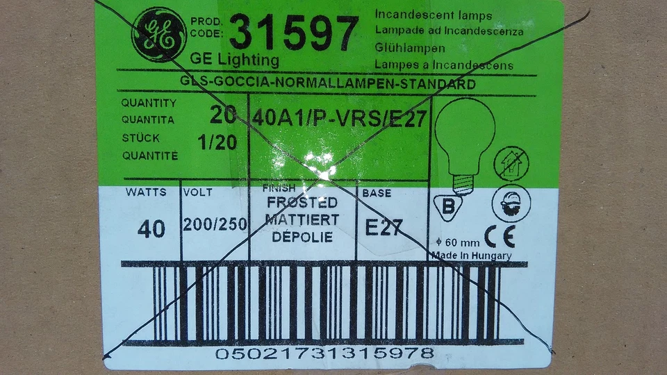 10 x GE 40W PEARL FROSTED ES E27 Light Bulb Lamp Old Style GLS Dimmable Job Lot - Image 3 of 3