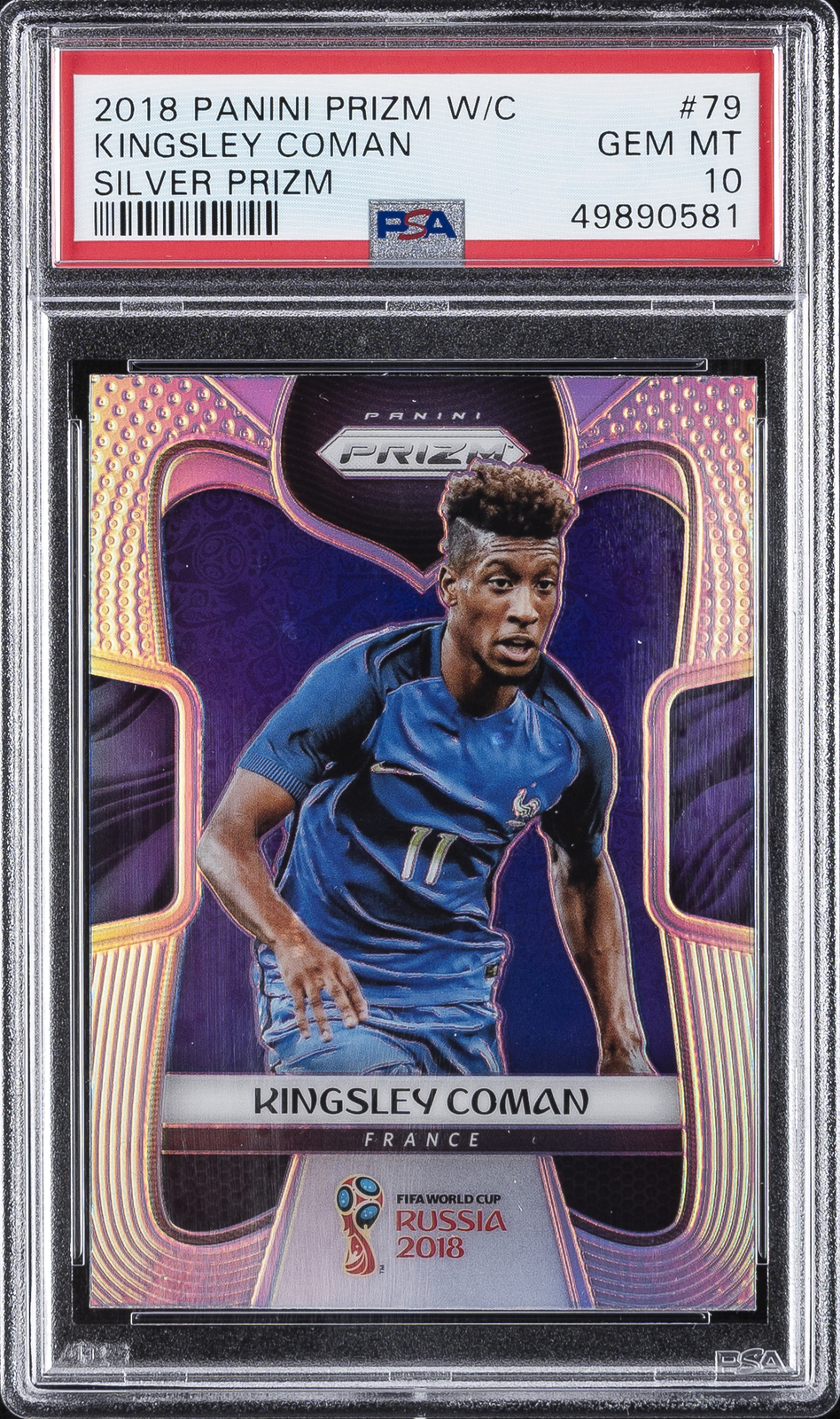 2018 PANINI PRIZM WORLD CUP SILVER PRIZM #79 KINGSLEY COMAN PSA 10