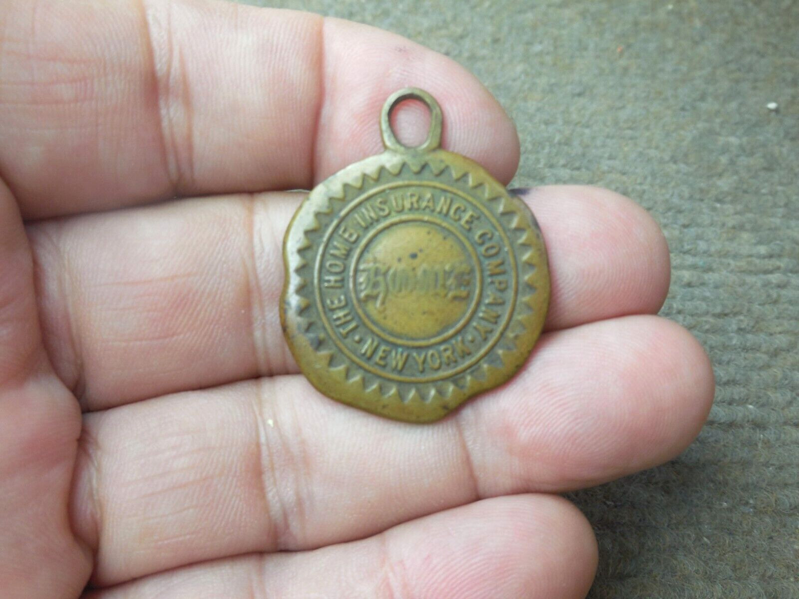 Vintage Home Insurance Company New York Medal / Key Chain