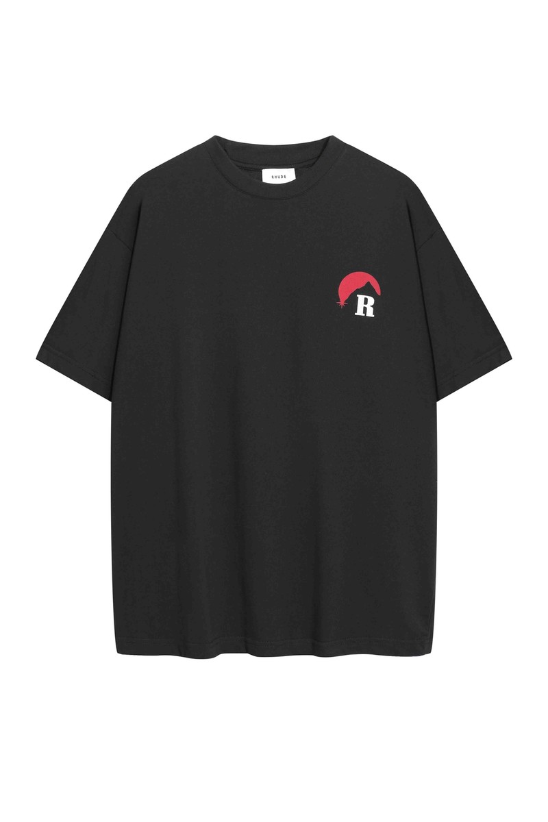 RHUDE タバコ ロゴ プリント コットン Tシャツ 人気 RHUDE Classic Marlboro Sunset Logo Retro Short sleeved T