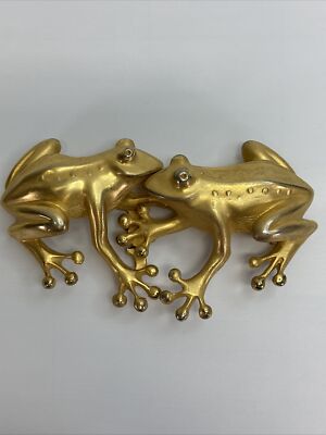 VTG Doreen Ryan Signed 1993 Kissing Frogs Interlocking Gold  display picture 2