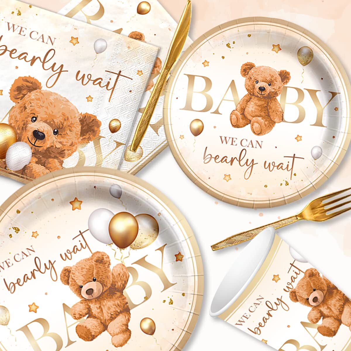 Teddy Bear Baby Shower Decorations for Boy-142Pcs We Can Bearly Wait ...