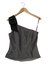 CHRISTOPHER KANE  DESIGNER THE CRYSTAL MESH ONE SHOULDER BUCKLE UP TOP Brand New