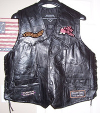 Gilet moto cuir femme DIAMOND PLATE avec patchs Harley-Davidson taille Lg