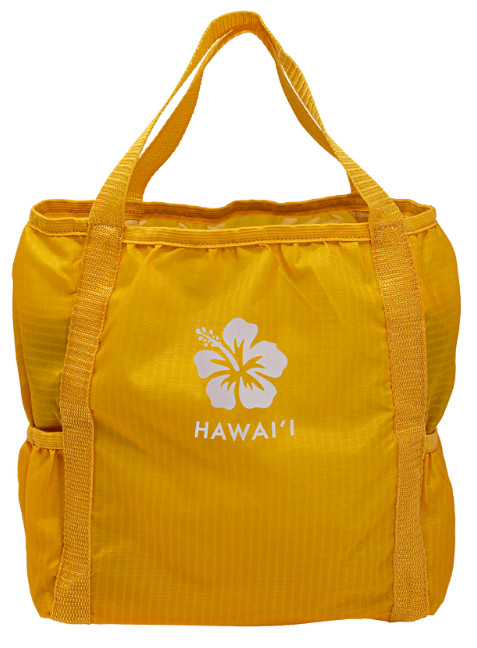 HAWAIIAN YELLOW HIBISCUS HAWAII REUSABLE SHOPPING BAG FOLDABLE TOTE
