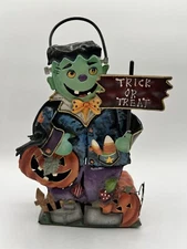 Frankenstein Metal Trick or Treat Tea Light Holder Halloween Decor Candle Holder