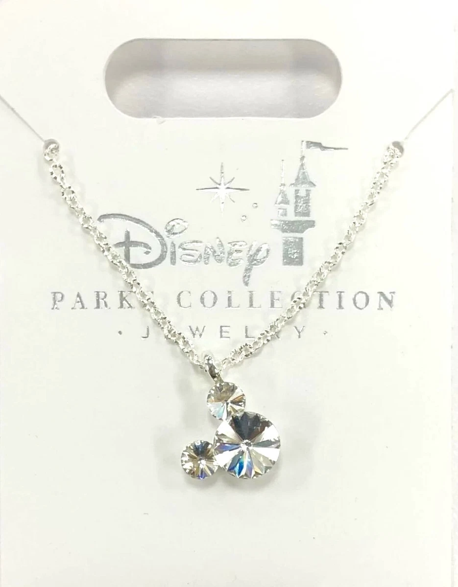 Disney Parks Collection Jewelry Mickey Mouse Icon Crystal Silver