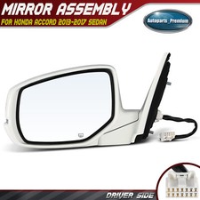 Driver Power Mirror W Manual Fold Heat Signal White For Honda Accord 2013-2017