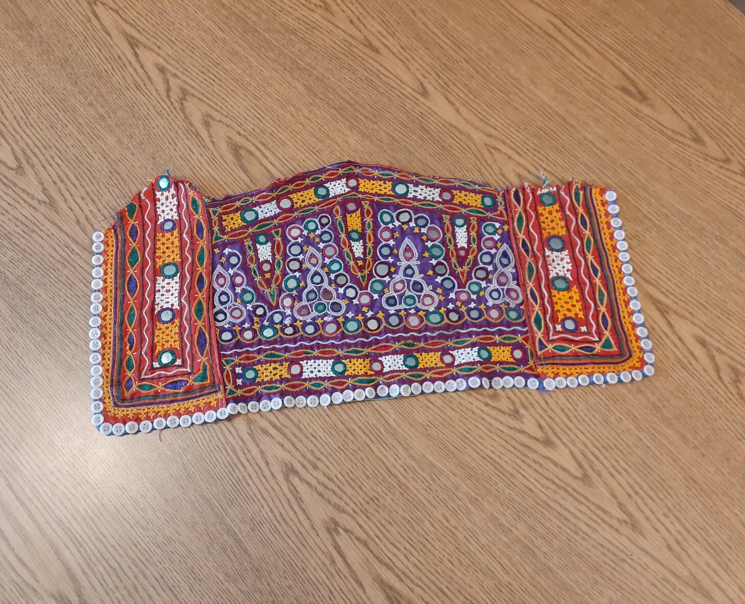 Patchwork Quilt Embroidered Handmade Panel Mirror… - image 1