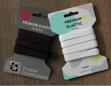 3 Meter Gummiband 10 mm breit Gummilitze Unterwäsche flach schwarz weiss