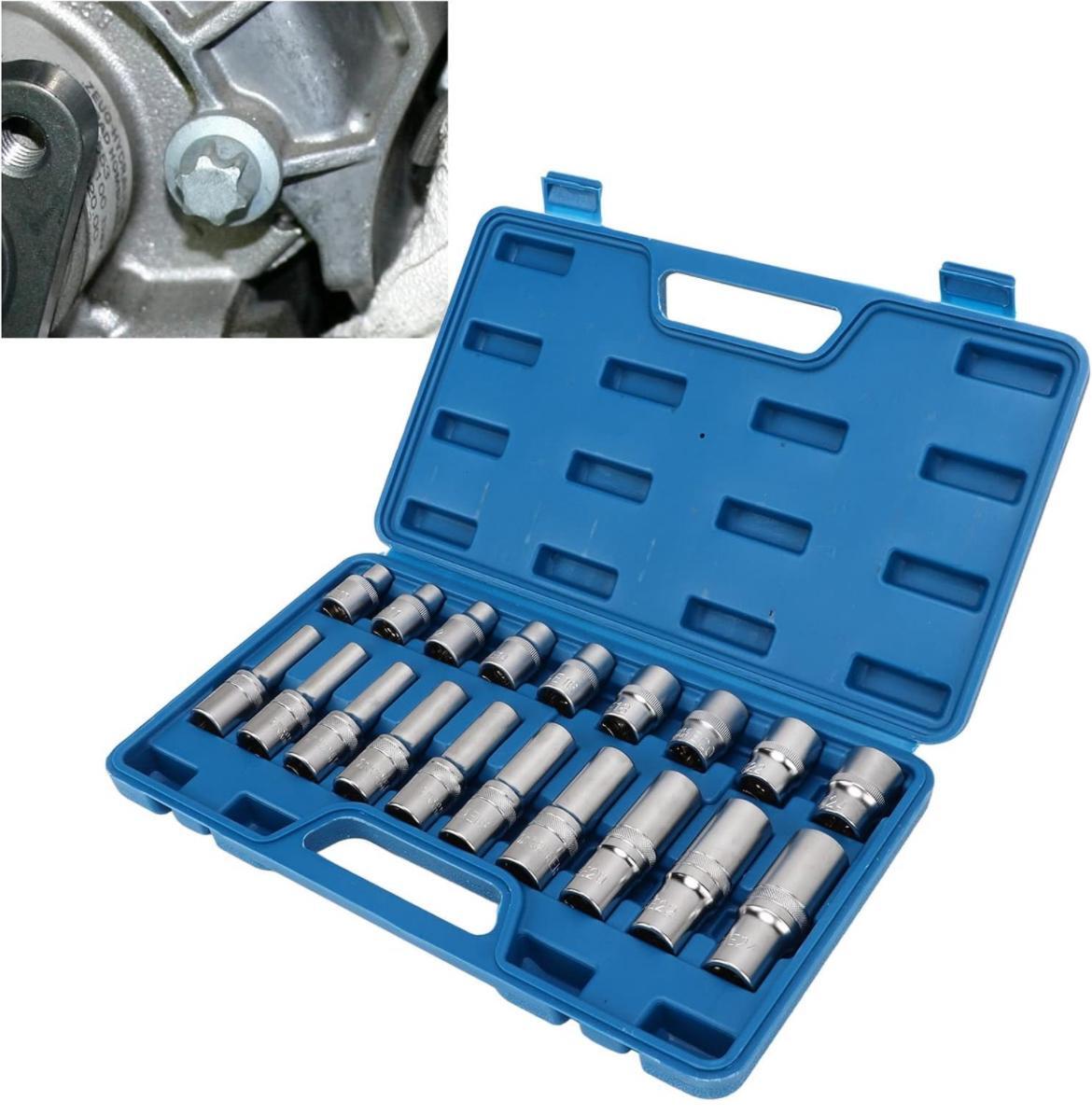 Kit Bussole Torx Stella 1/2 Professionale 19 Pezzi E8-E24 Cr-V - 3