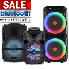 3000W Portable Bluetooth Speaker Sub woofer Heavy Bass Sound System Party & Mic