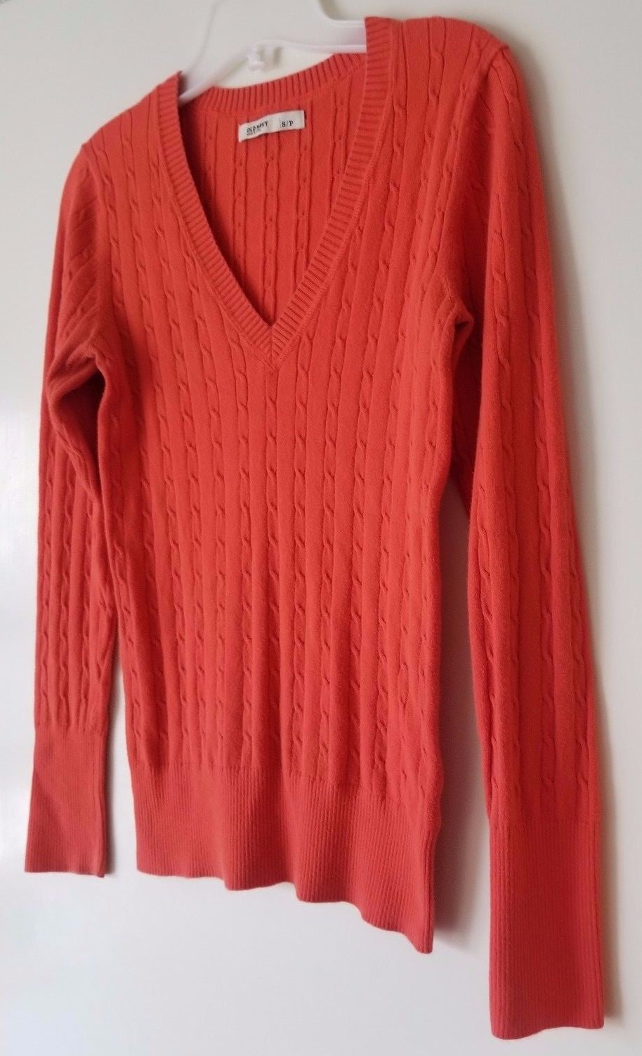 Old Navy Basic Solid Orange Long Sleeve V Neck Pu… - image 4
