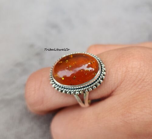 925 Sterling Silver Sunstone Ring Handmade Ring Oval Shape Ring Gift For Her - Picture 1 of 7