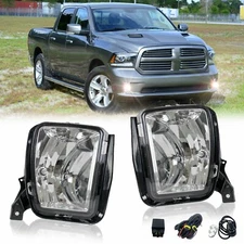 For 2013-2018 Dodge Ram 1500 Front Clear Bumper Fog Lights Lamps W/Bulbs+Wiring