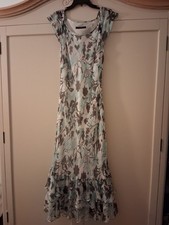 Ladies' Windsor Silk Dress (White/Grey/Blue) - Size UK 12