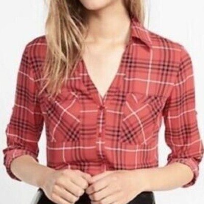 Express Womens Portofino Shirt S Plaid Career Corp Academia Preppy Office Siren
