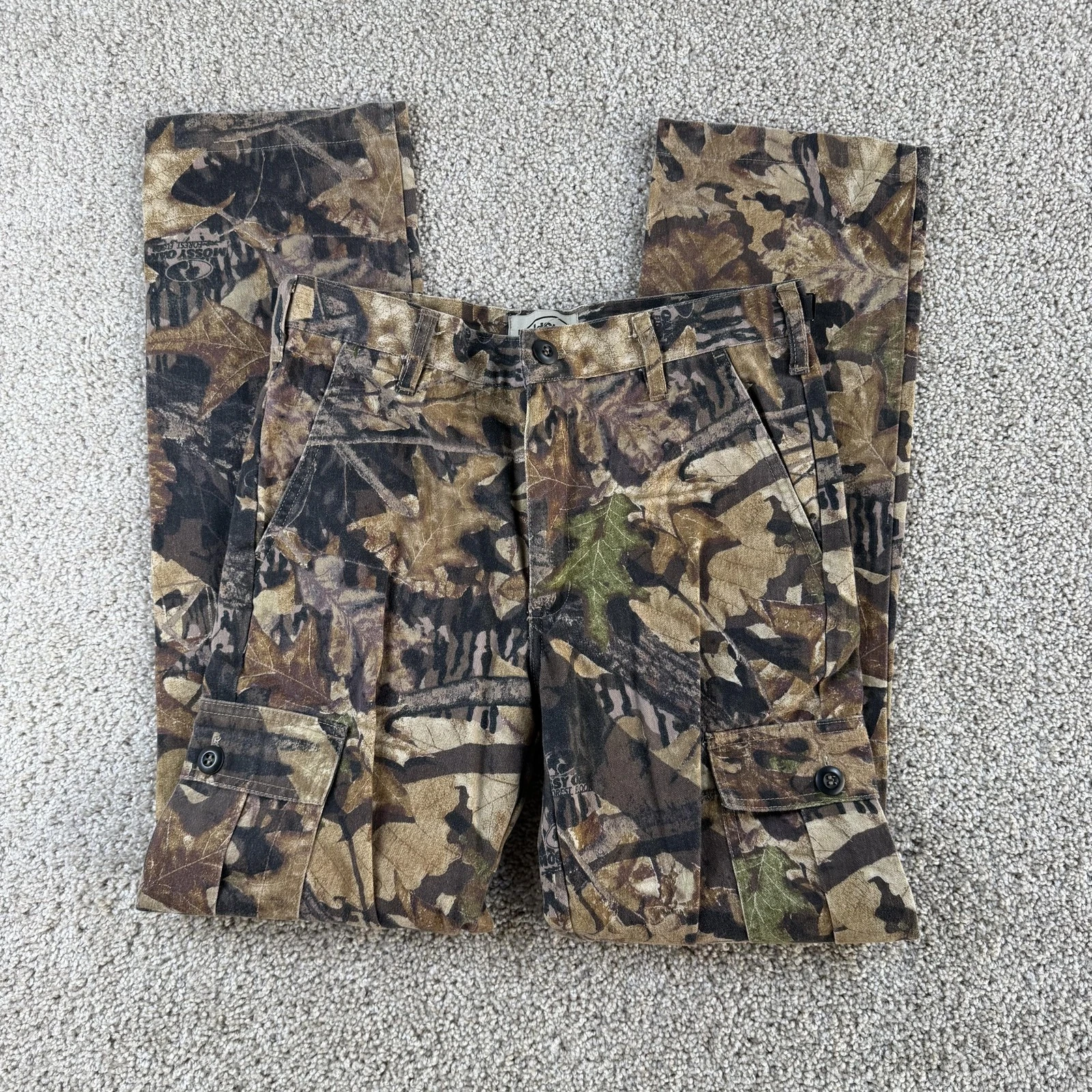 Mossy Oak FieldStaff Cargo Pants Mens 30x29 Brown Camo Adjustable Waist Hunting