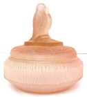 Pink Depression Glass Powder Box, Painted, Lovebirds by L E Smith ? Needs Work ! — photo 6