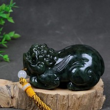Certified 100% Hetian jaspers Pendants~Pi Xiu天然和田碧玉，招财貔貅。Weight: 420g