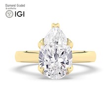 Pear Diamond Engagement Ring 14k Yellow Gold Labgrown 3 Ct Solitaire